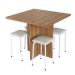 Conjunto de Mesa de Cozinha com 4 Lugares Verona Tecido Madeira e Off White