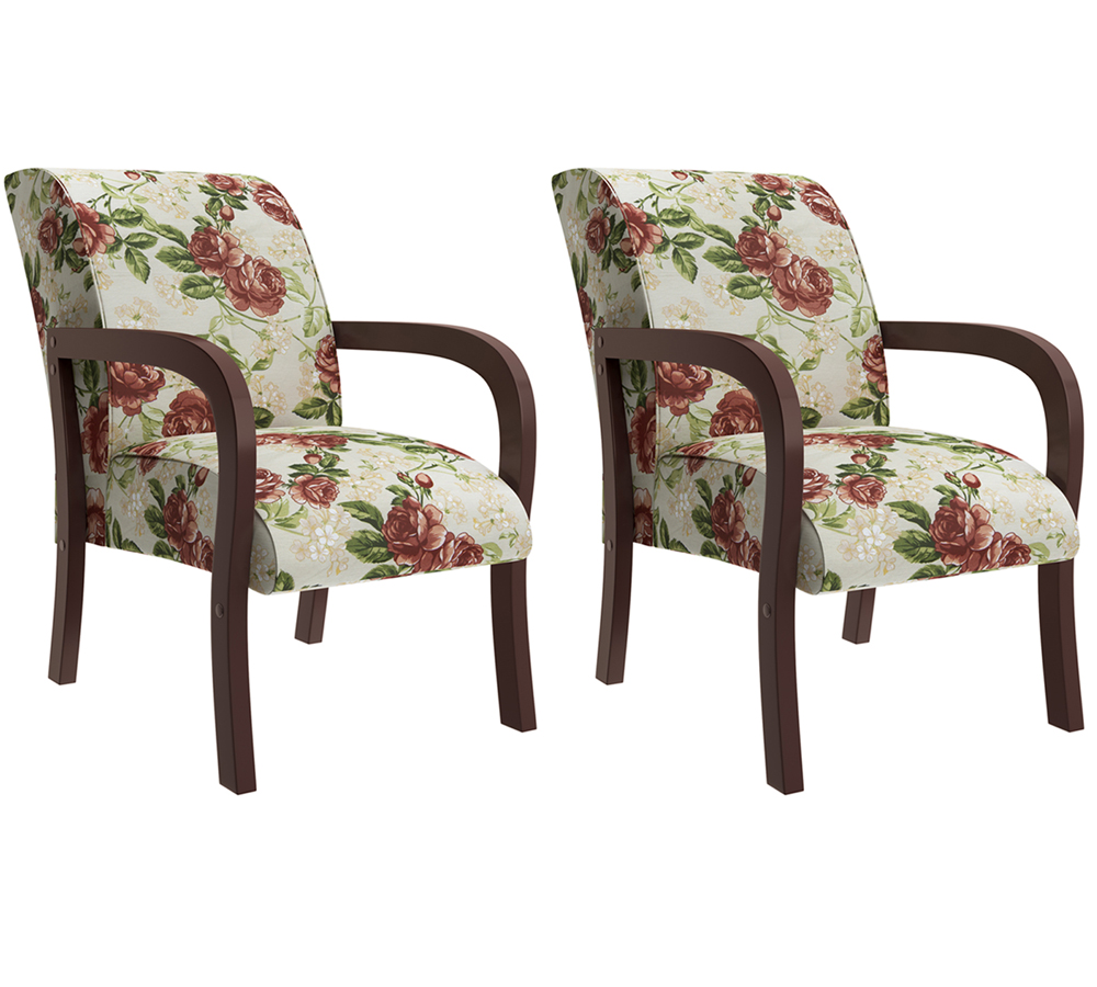 Kit 02 Poltronas Elise 010 Em MDF Tabaco Estampa 4749B Bona Vita