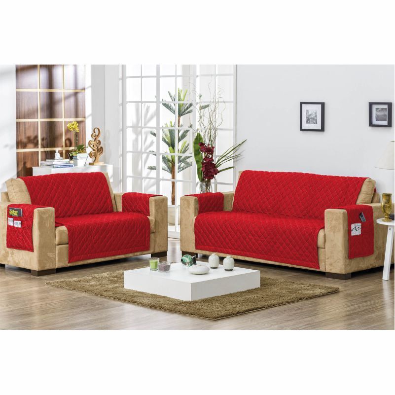 Protetor de Sofá Matelado 02 e 03 Lugares Vermelho - Bordados Ricardo