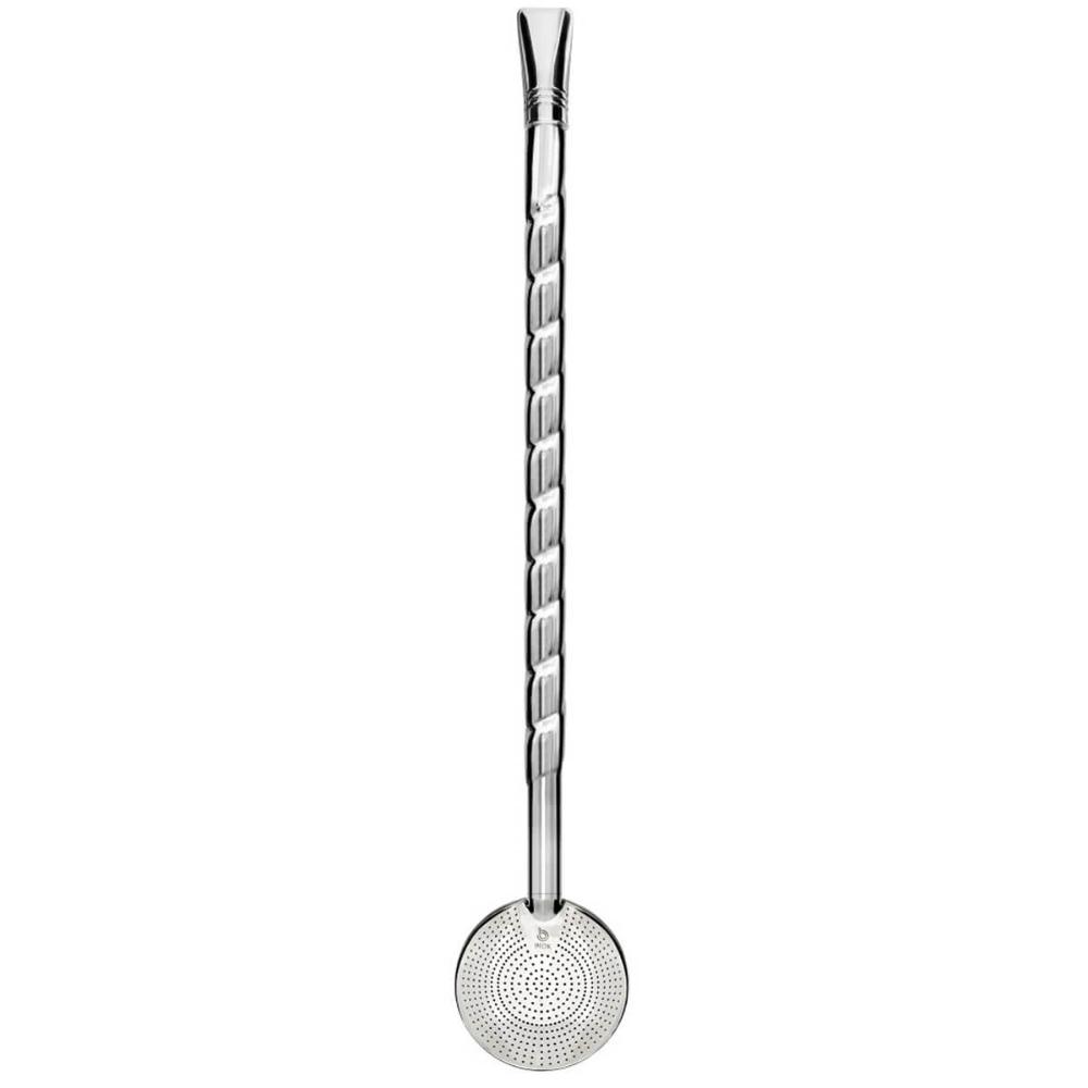 Bomba para Tomar Chimarrão Mate Inox Mil Furos 24cm Bortonaggio Chima Bojo Rosca Escovinha