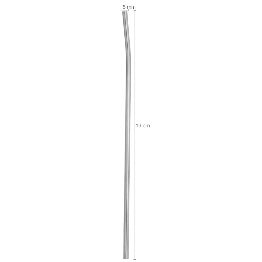 Canudo De Aço Inox Reutilizável Sustentável Curvado 5mm 19cm