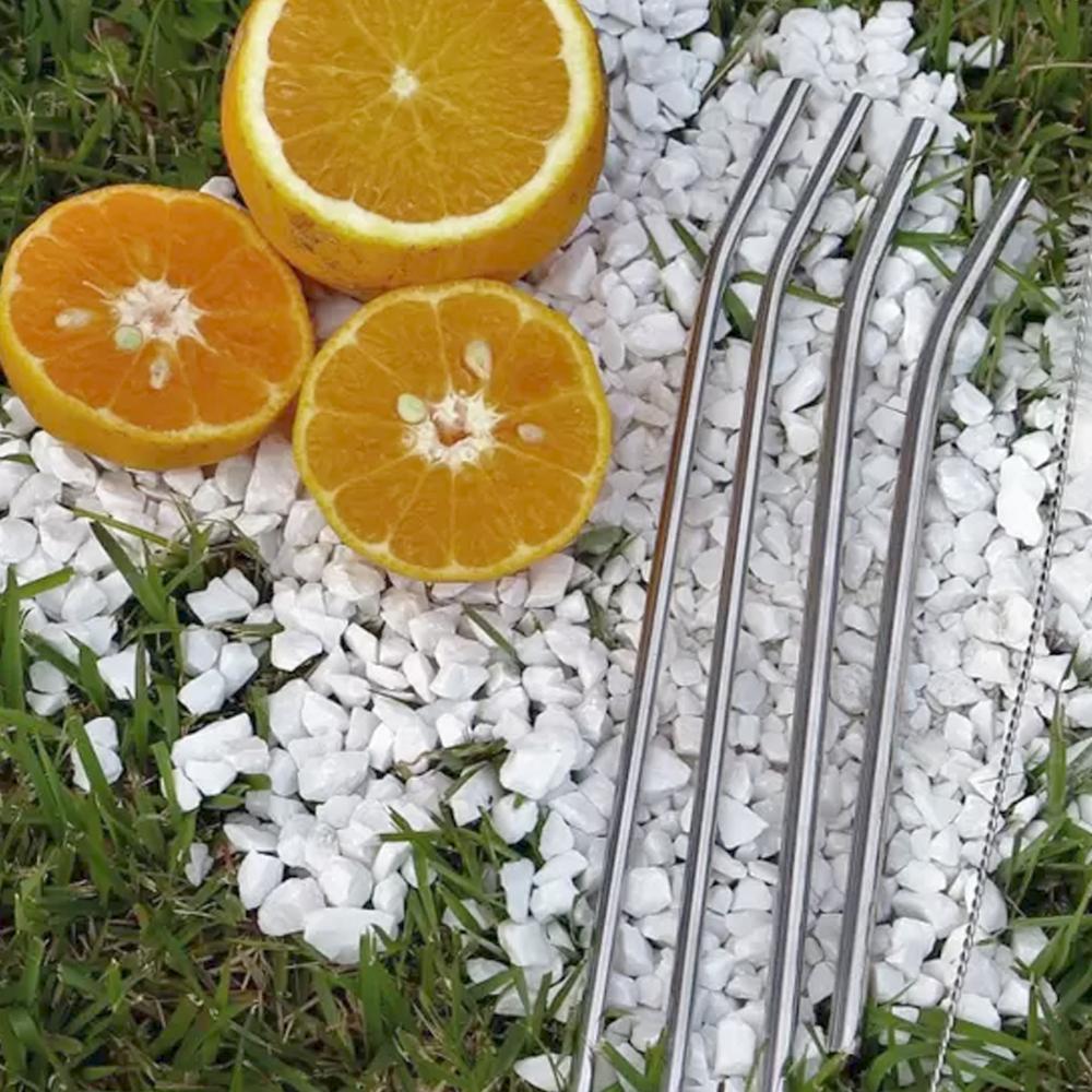 Canudo De Aço Inox Reutilizável Sustentável Reto 6,3mm 21cm