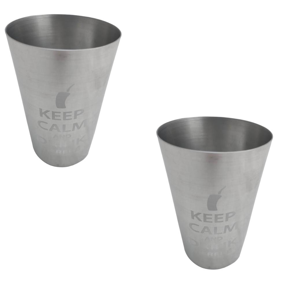 Kit 2 Copos De Tereré Copos De Alumínio Copos Keep Calm and Drink 300ml