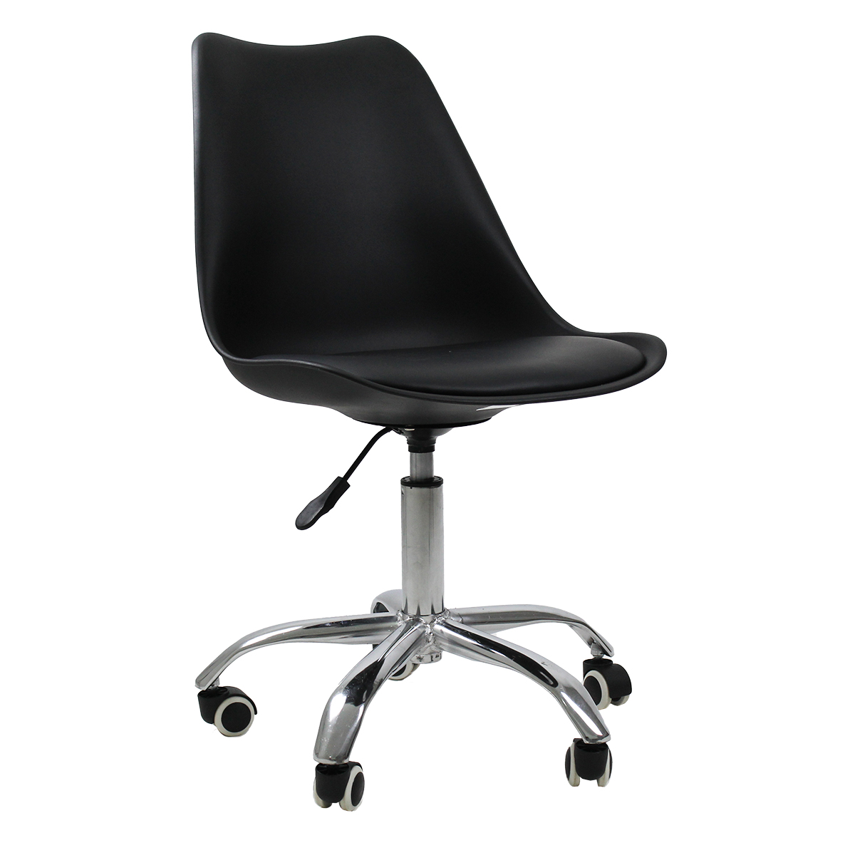 Cadeira Office Base Cromada Com Rodizio Girat¢ria Saarinen Preto