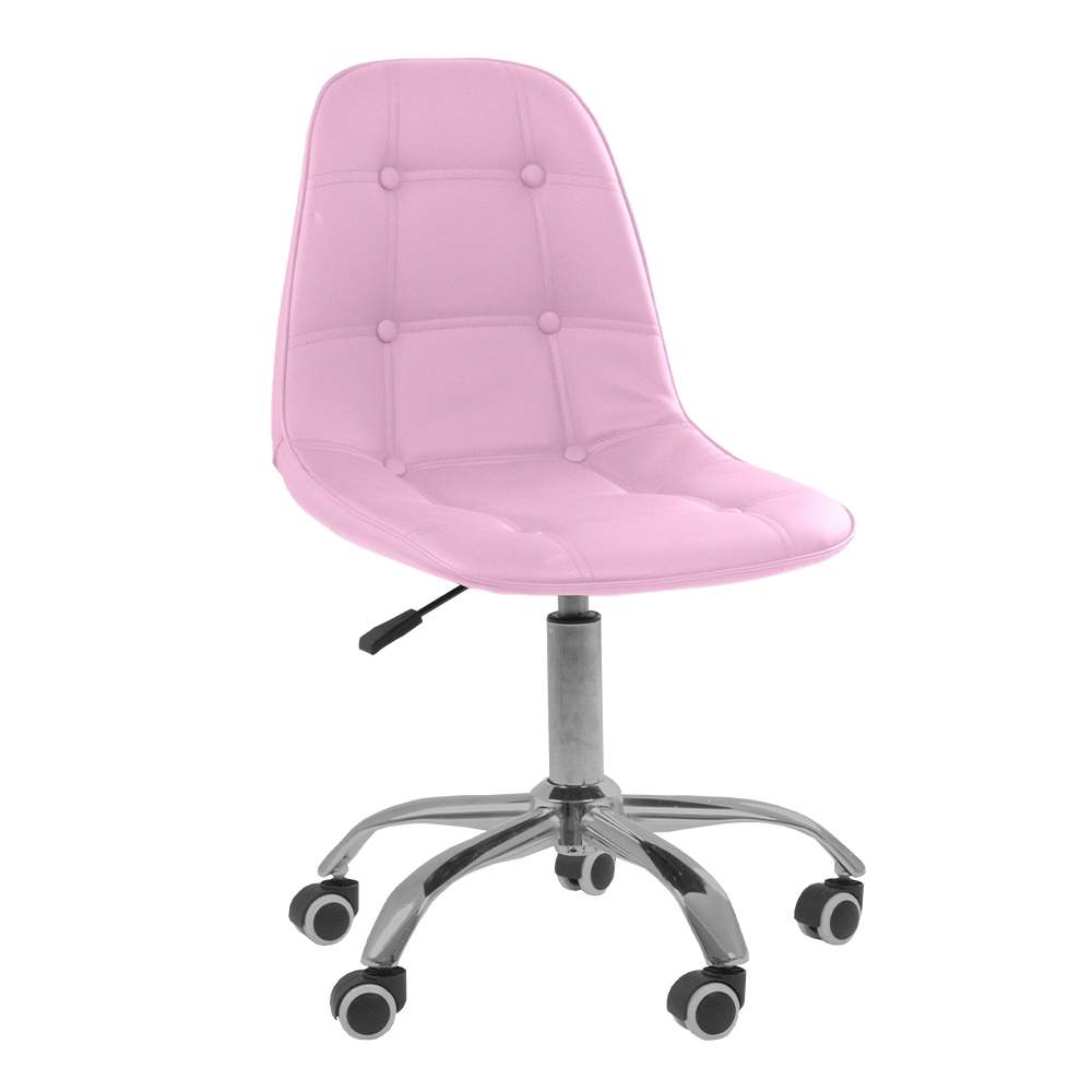 Cadeira Office Eiffel Botonê Ajustável Base Giratória - Rosa