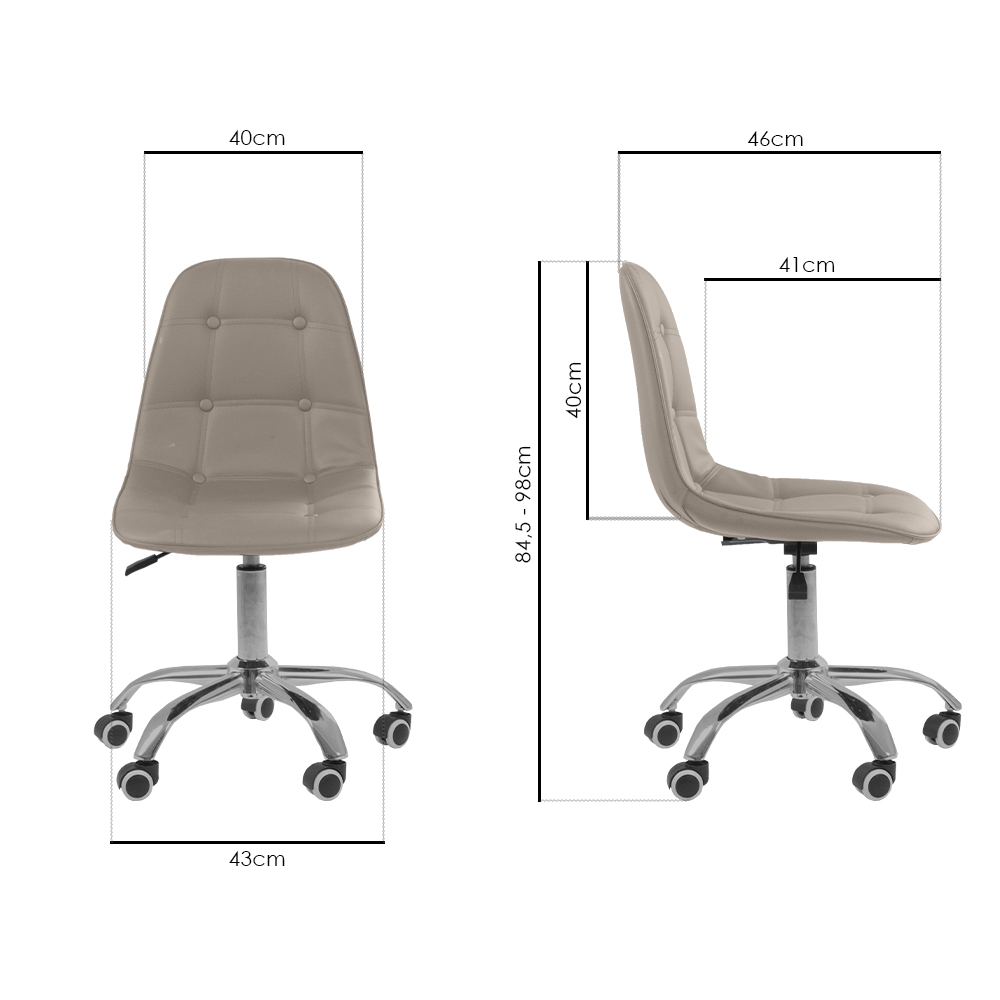 Cadeira Office Eiffel Botonˆ Ajust vel Base Girat¢ria - Bege