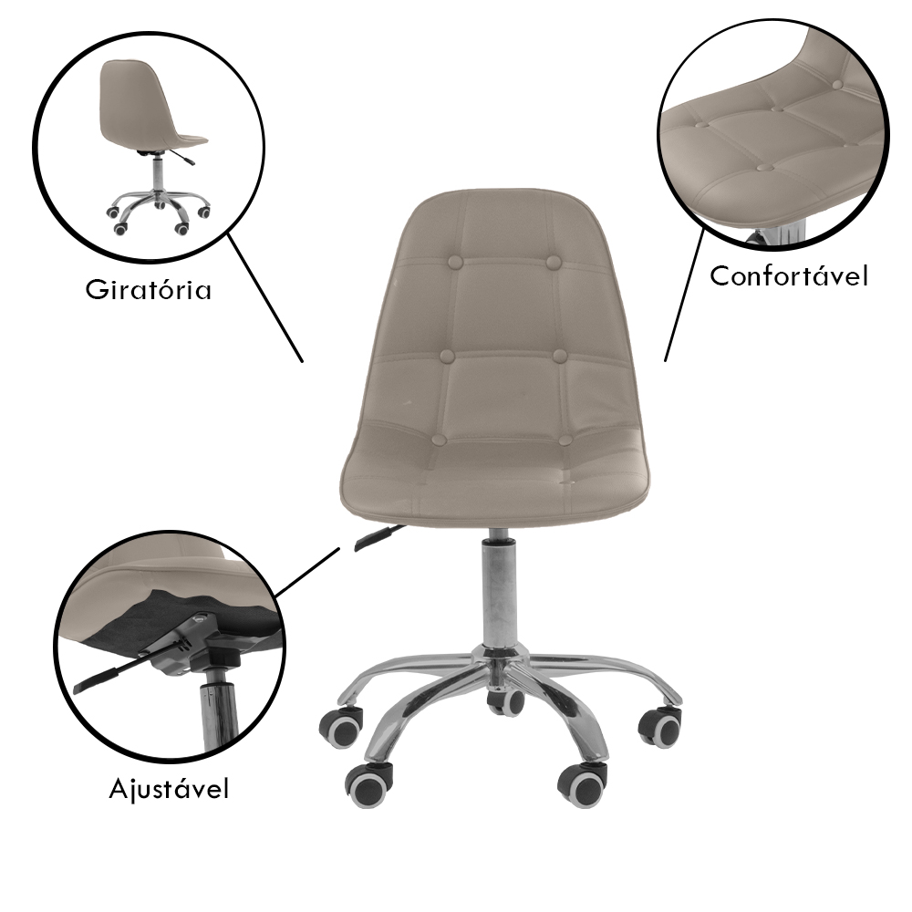 Cadeira Office Eiffel Botonˆ Ajust vel Base Girat¢ria - Bege