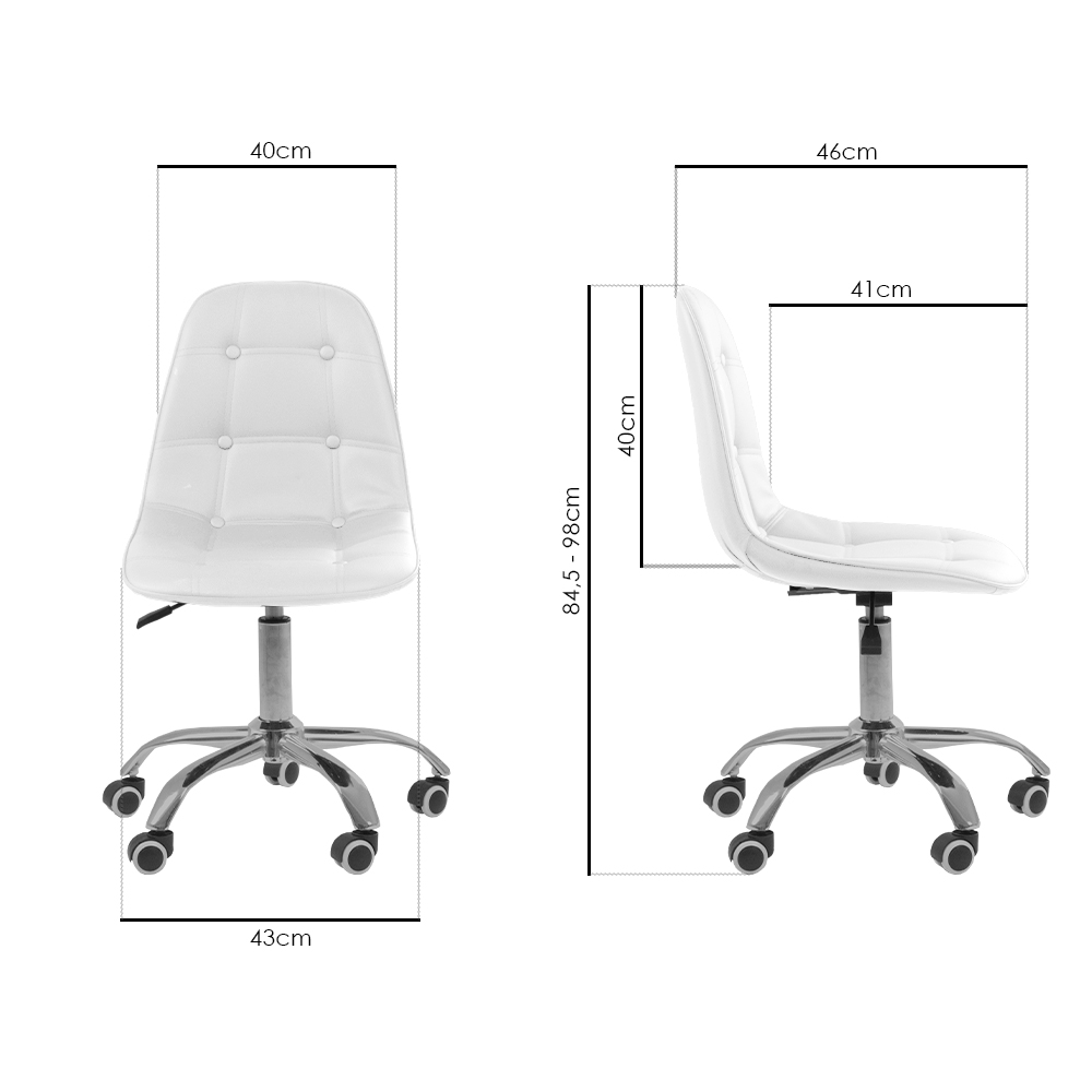 Cadeira Office Eiffel Botonˆ Ajust vel Base Girat¢ria - Branco
