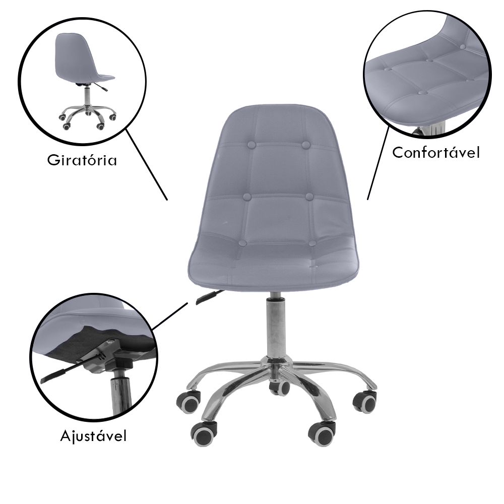 Cadeira Office Eiffel Botonˆ Ajust vel Base Girat¢ria Cinza