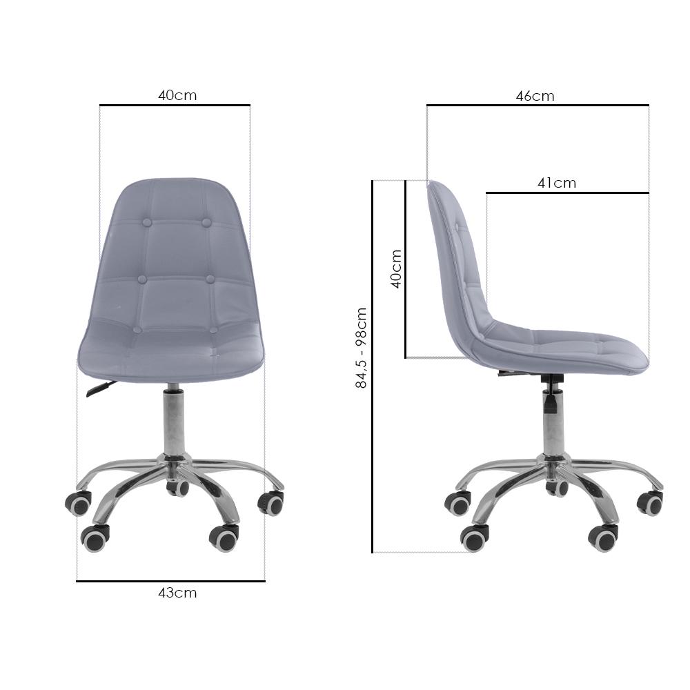 Kit 02 Cadeiras Office Eiffel Botonˆ Ajust vel Base Girat¢ria cor:cinza