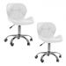 Kit 02 Cadeiras Office Eiffel Slim Ajust vel Base Girat¢ria cor:branco