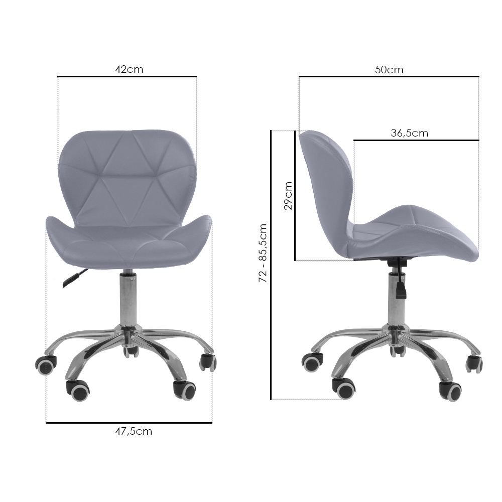 Kit 02 Cadeiras Office Eiffel Slim Ajust vel Base Girat¢ria cor:cinza