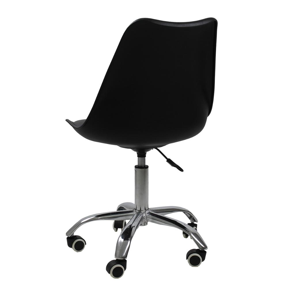 Kit 04 Cadeiras Office Base Cromada Girat¢ria Saarinen cor:preto