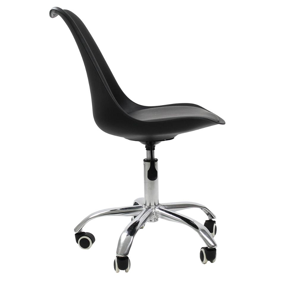 Kit 04 Cadeiras Office Base Cromada Girat¢ria Saarinen cor:preto
