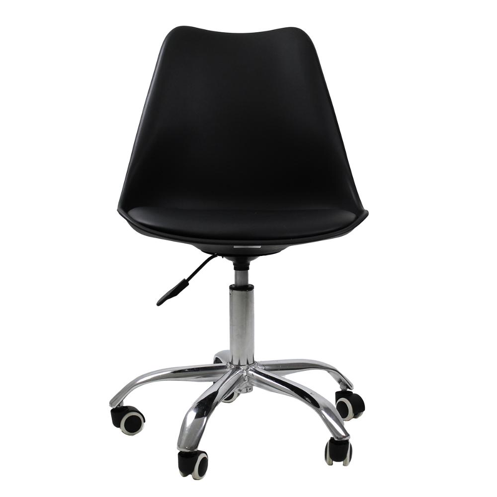 Kit 04 Cadeiras Office Base Cromada Girat¢ria Saarinen cor:preto