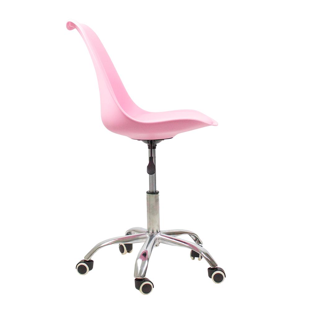 Kit 04 Cadeiras Office Base Cromada Girat¢ria Saarinen cor:rosa