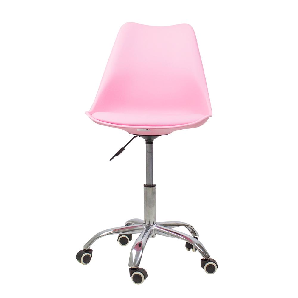 Kit 04 Cadeiras Office Base Cromada Girat¢ria Saarinen cor:rosa