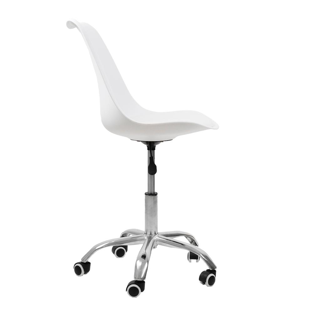 Kit 04 Cadeiras Office Base Cromada Giratória Saarinen Branco