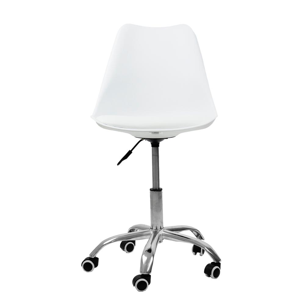 Kit 04 Cadeiras Office Base Cromada Giratória Saarinen Branco