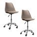 Kit 2 Cadeiras Office Base Cromada Com Rodizio Girat¢ria Saarinen Bege
