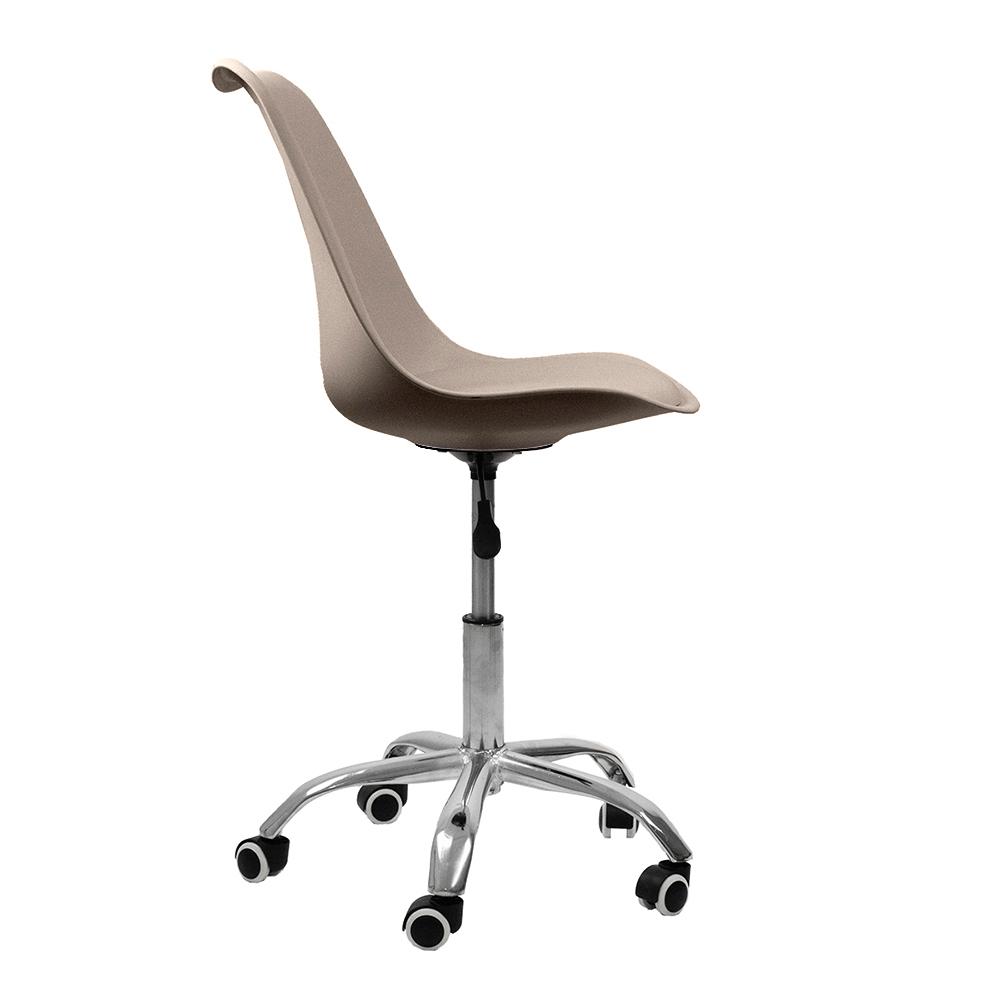 Kit 2 Cadeiras Office Base Cromada Com Rodizio Girat¢ria Saarinen Bege