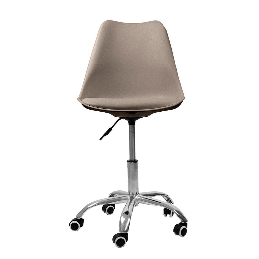 Kit 2 Cadeiras Office Base Cromada Com Rodizio Girat¢ria Saarinen Bege