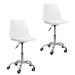 Kit 2 Cadeiras Office Base Cromada Com Rodizio Girat¢ria Saarinen Branco