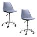 Kit 2 Cadeiras Office Base Cromada Com Rodizio Girat¢ria Saarinen Cinza