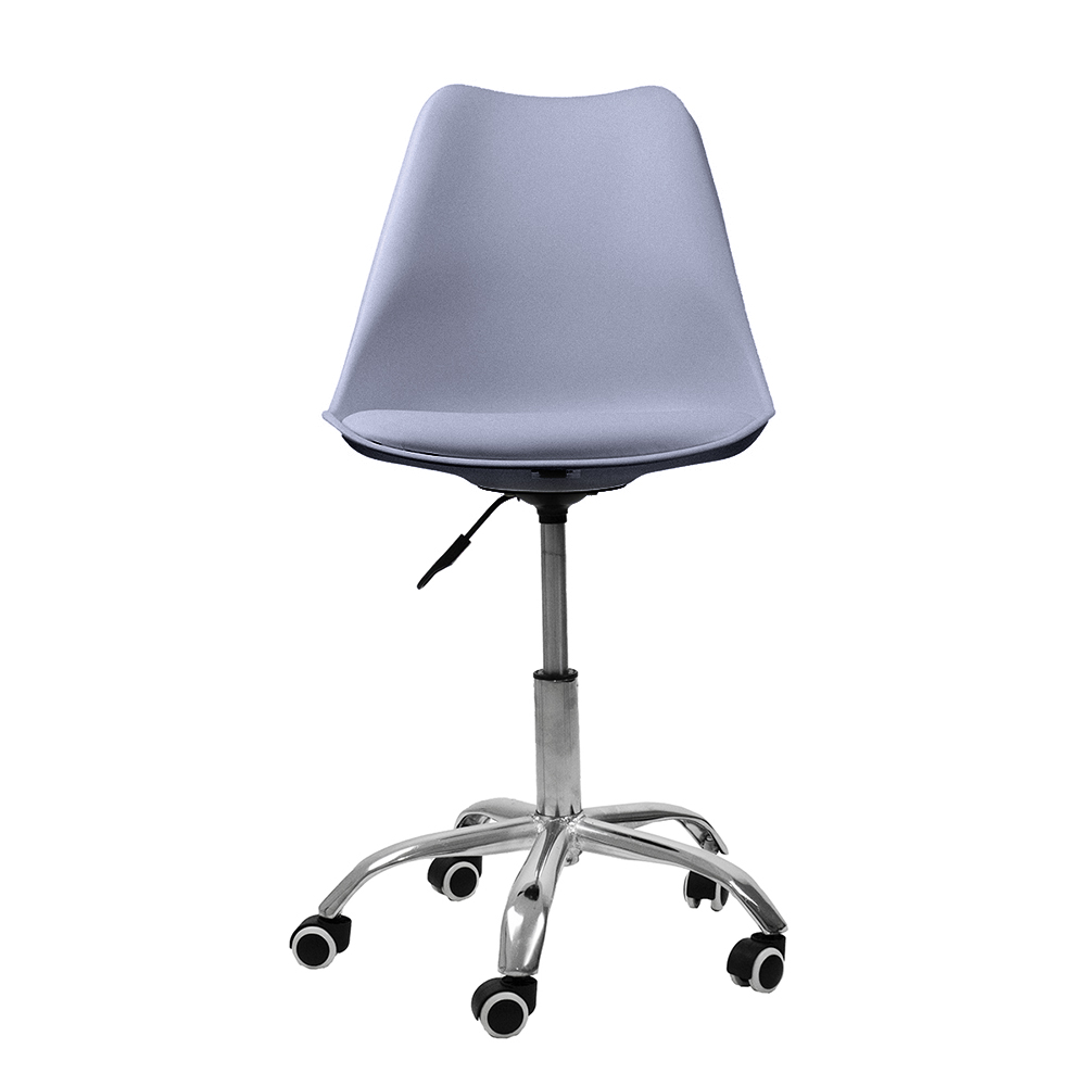 Kit 2 Cadeiras Office Base Cromada Com Rodizio Girat¢ria Saarinen Cinza