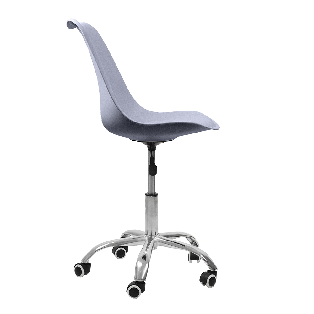 Kit 2 Cadeiras Office Base Cromada Com Rodizio Girat¢ria Saarinen Cinza