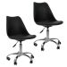 Kit 2 Cadeiras Office Base Cromada Com Rodizio Girat¢ria Saarinen Preto