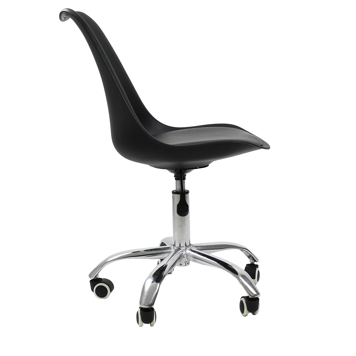 Kit 2 Cadeiras Office Base Cromada Com Rodizio Girat¢ria Saarinen Preto