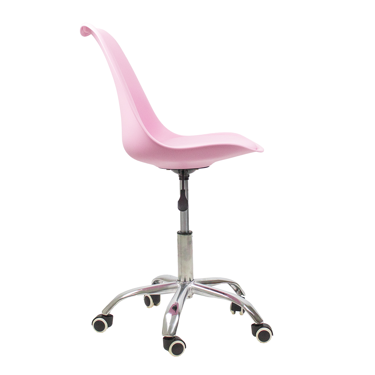 Kit 2 Cadeiras Office Base Cromada Com Rodizio Girat¢ria Saarinen Rosa