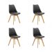 Kit 4 Cadeiras Saarinen Wood Com Estofamento V rias Cores Cor:Preto