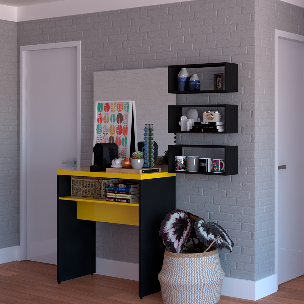 Aparador Natus40 Preto e Amarelo
