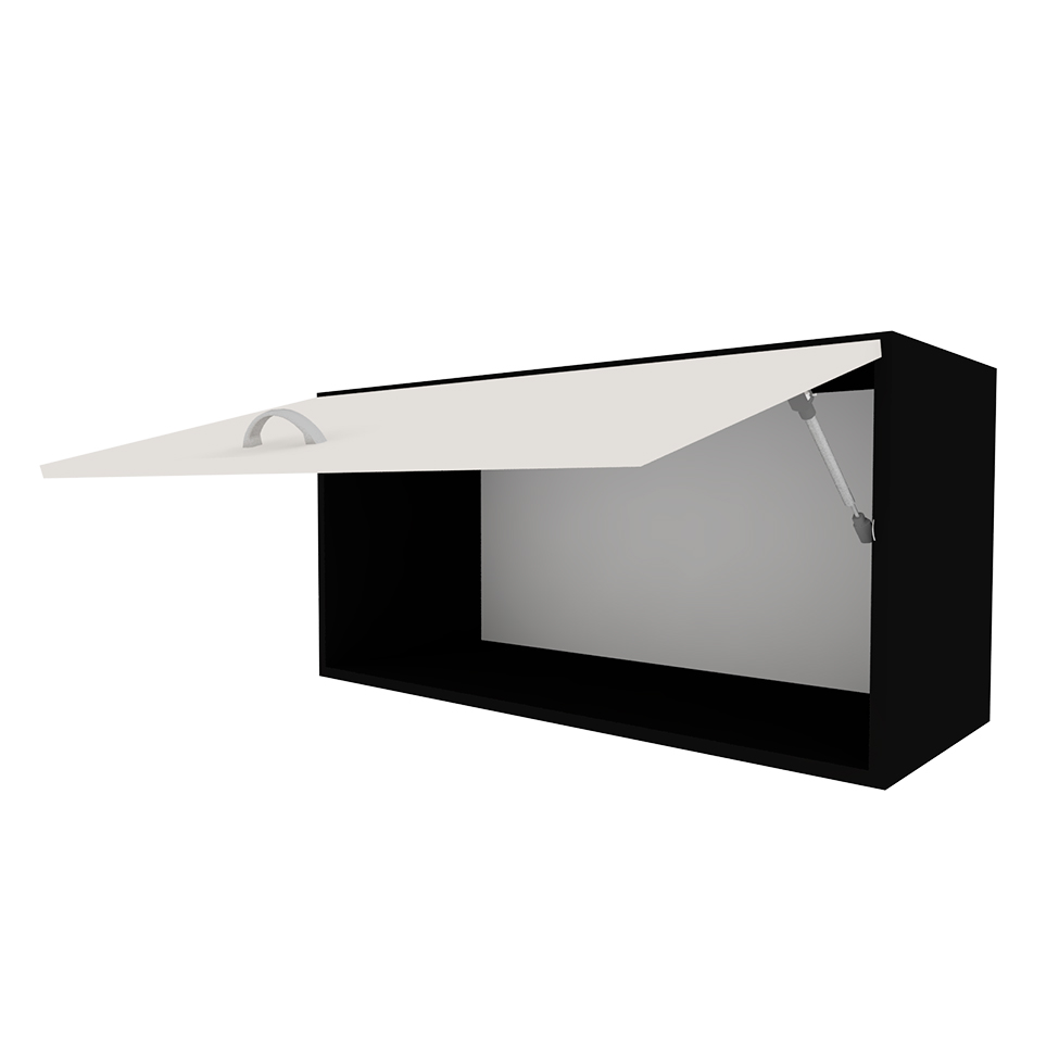 Armário Aéreo KitCubos 1 Porta Preto e Branco