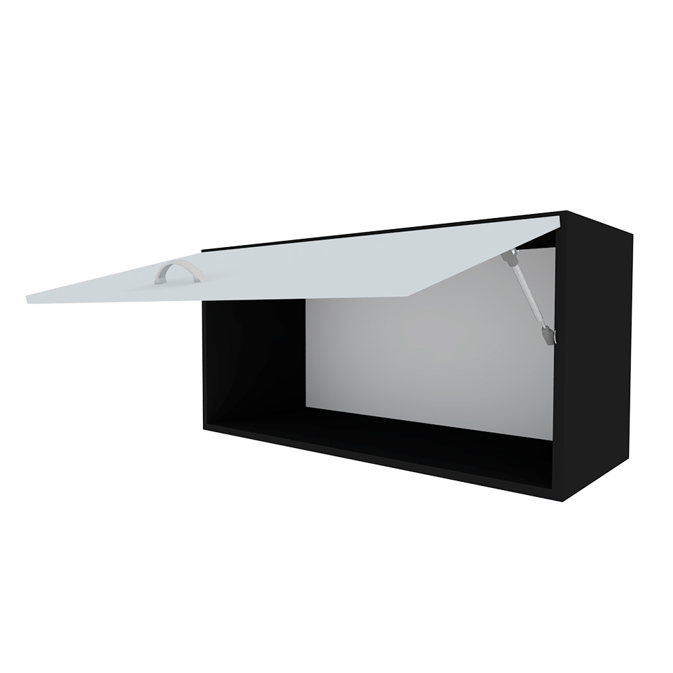 Armário Aéreo KitCubos 1 Porta Preto e Cinza Cristal