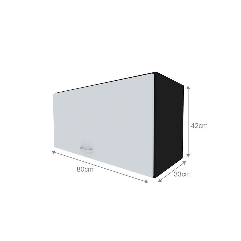 Armário Aéreo KitCubos 1 Porta Preto e Cinza Cristal
