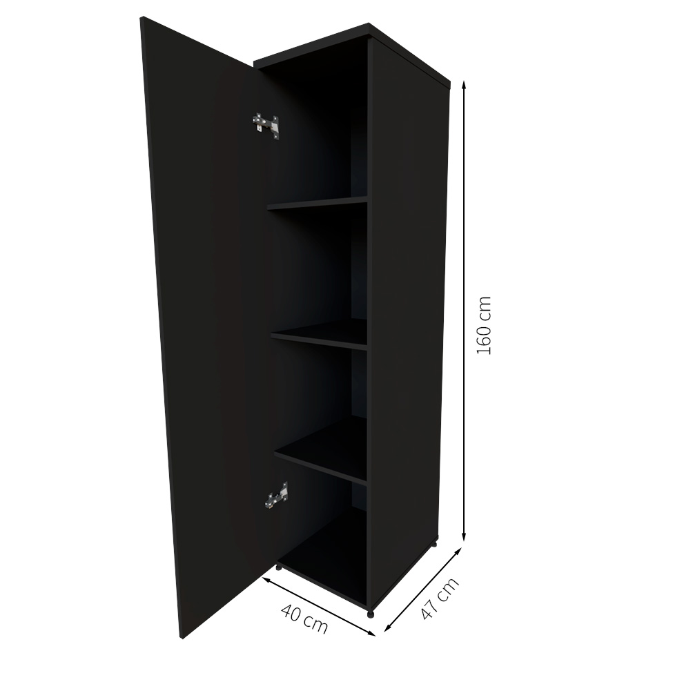 Armário de Escritório Corp 1 PT Preto 160 cm