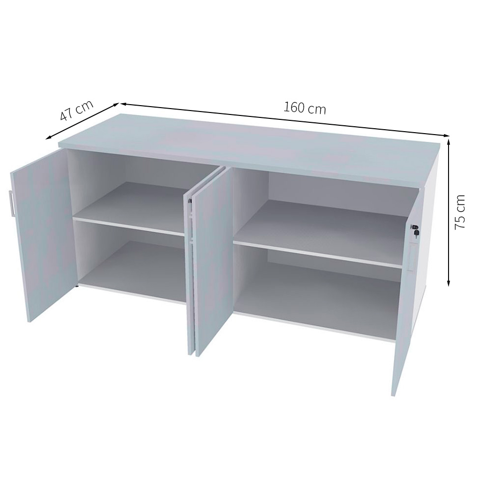 Armário de Escritório Corp 4 PT Branco e Cinza Cristal