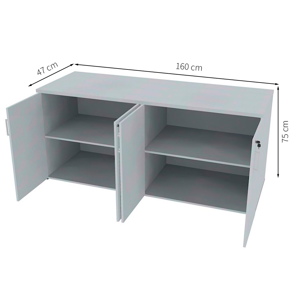 Armário de Escritório Corp 4 PT Cinza Cristal