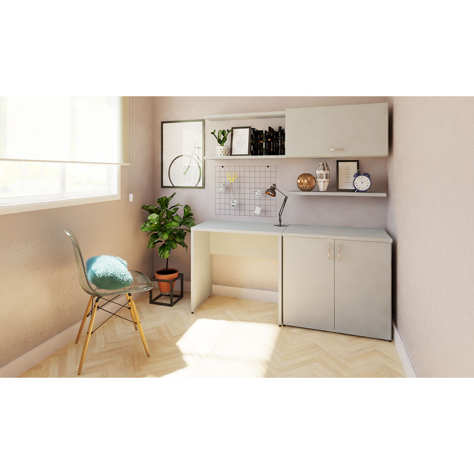 Armário de Escritório KitCubos 2 PT Cinza Cristal 75 cm