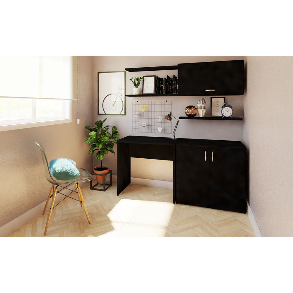 Armário de Escritório KitCubos 2 PT Preto 75 cm
