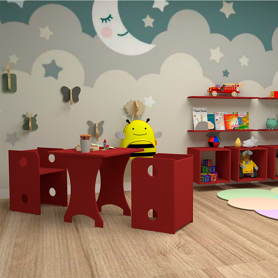 Banco Infantil KitCubos Vermelho