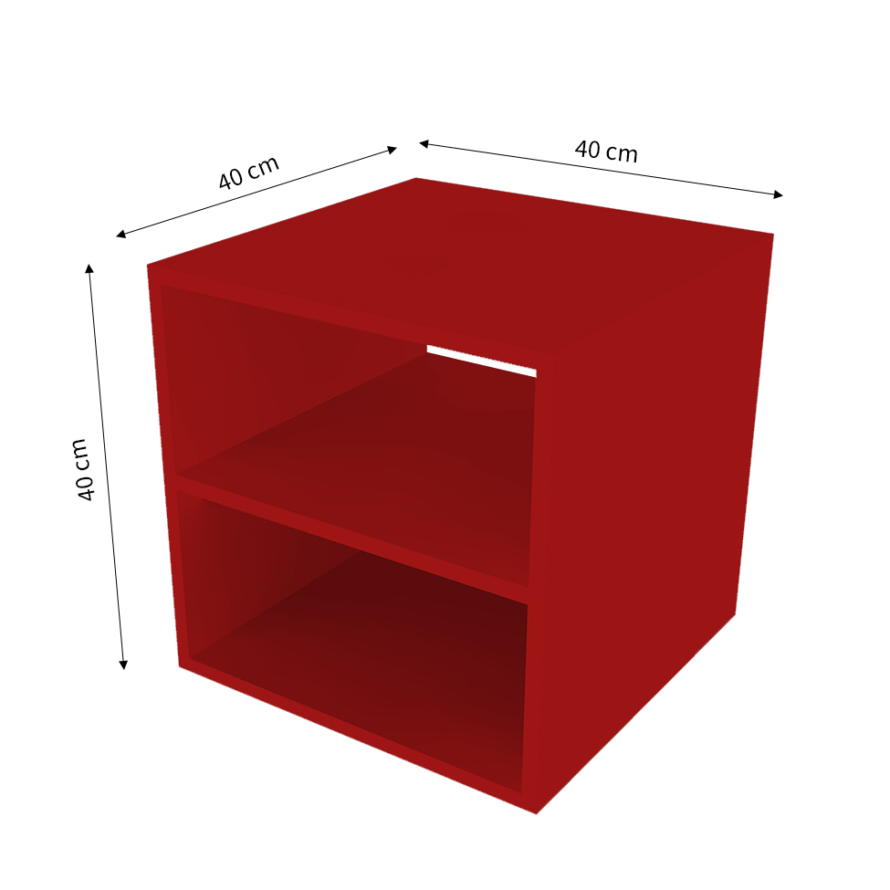 Nicho Quadrado com Prateleira Cubo II Vermelho