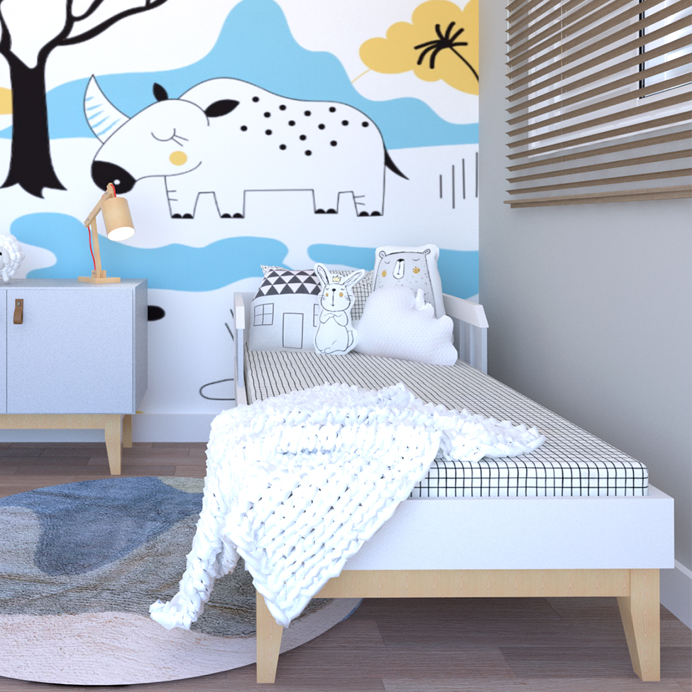 Cama Infantil Milou Branca e Cinza Cristal