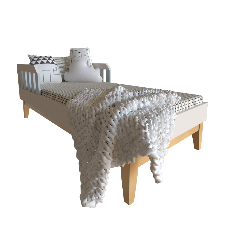 Cama Infantil Milou Branca e Cinza Cristal