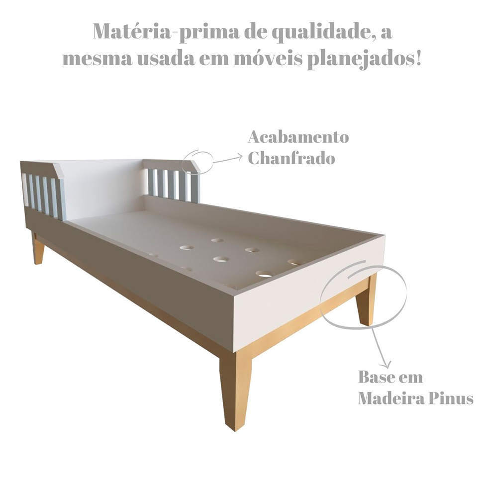 Cama Infantil Milou Branca e Cinza Cristal