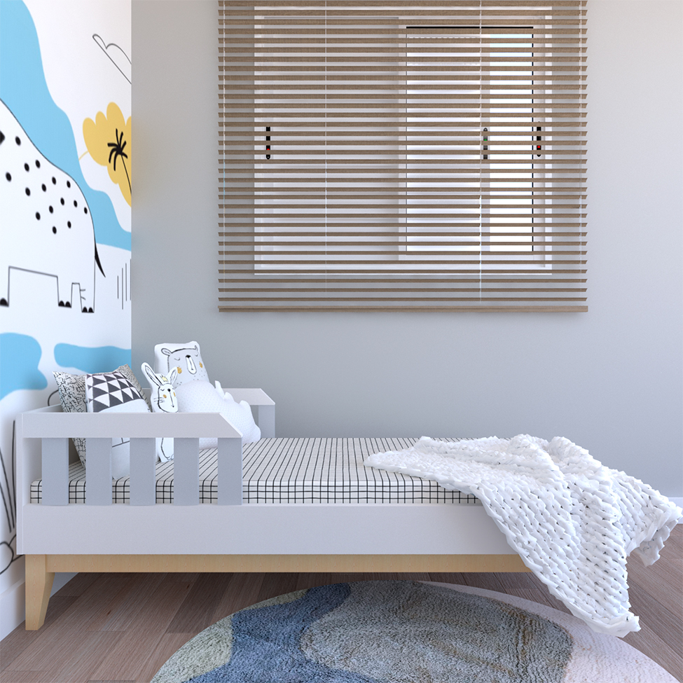 Cama Infantil Milou Branca e Cinza Cristal