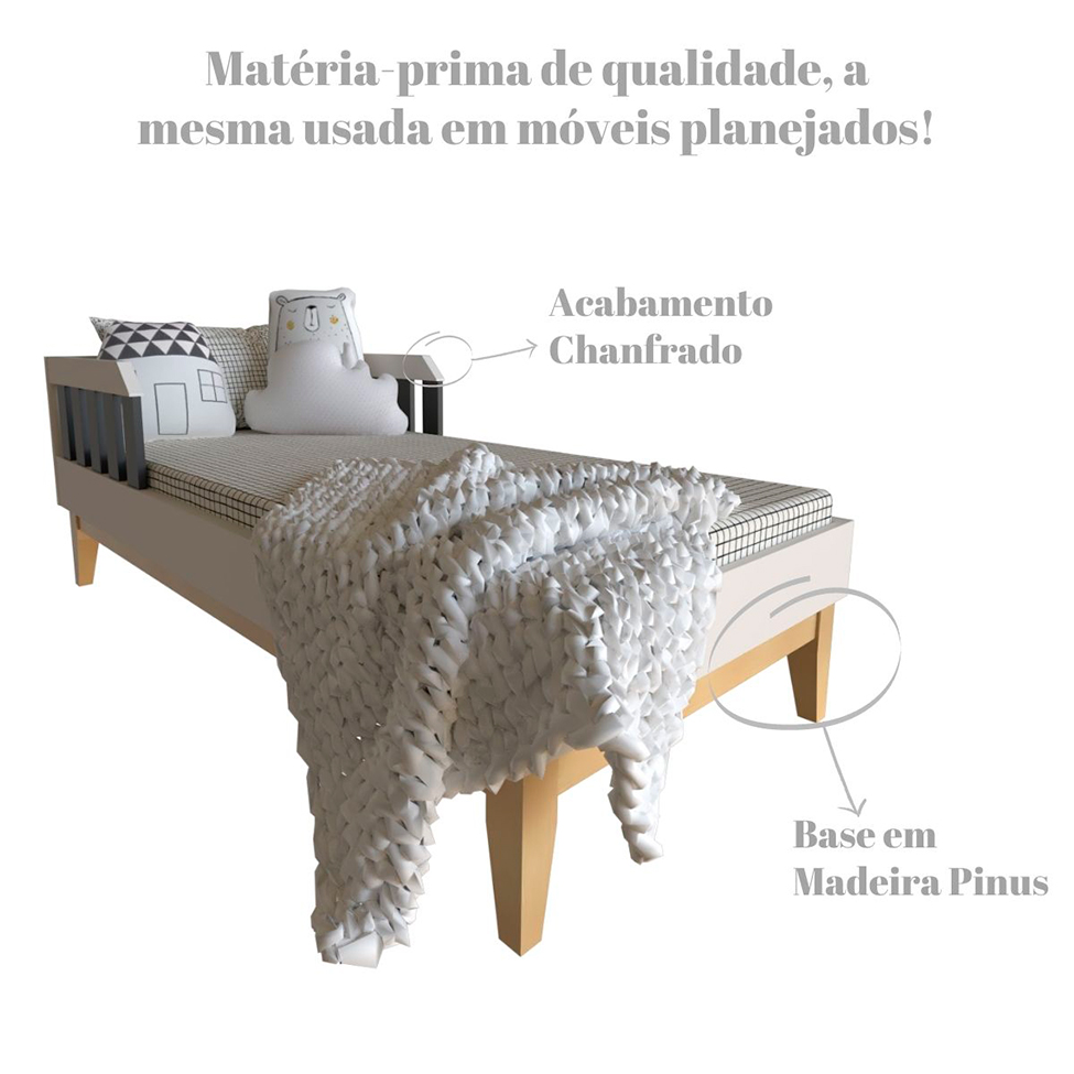 Cama Infantil Milou Branca e Preta